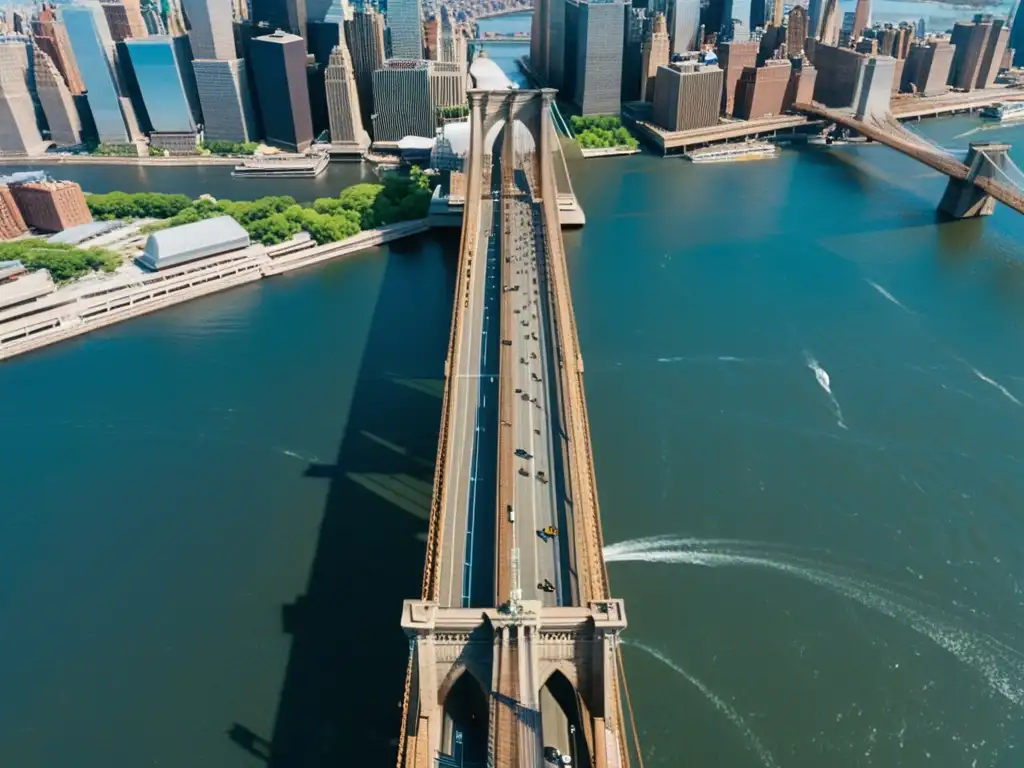 Vista aérea 8k del icónico Puente de Brooklyn en Realidad Virtual puentes icónicos mundo