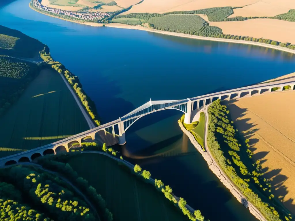 Vista aérea del icónico Viaducto de Millau en Francia, destacando su arquitectura y los puentes icónicos Pei Cobb Freed