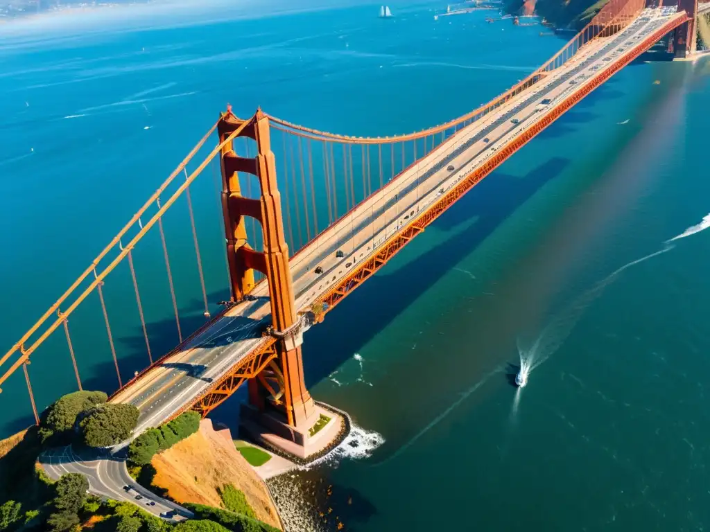 Vista aérea impresionante del Puente Golden Gate sobre la Bahía de San Francisco