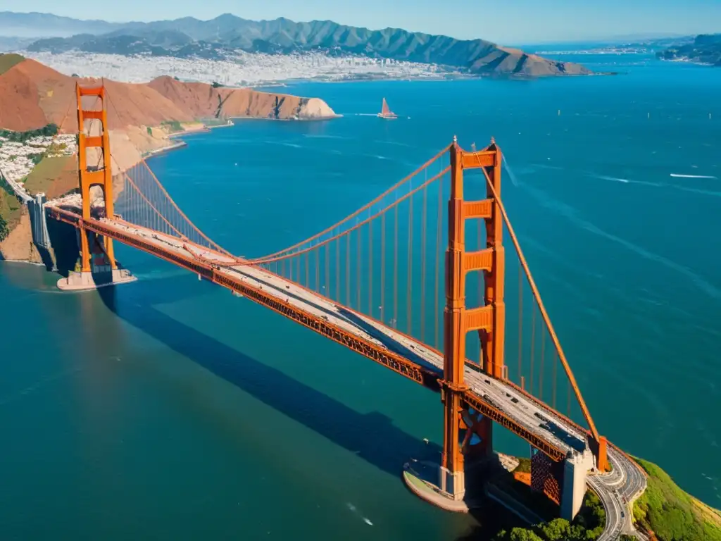 Vista aérea impresionante del icónico Puente Golden Gate en San Francisco, California