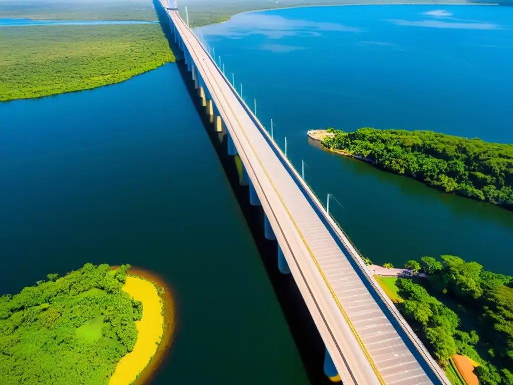 Vista aérea del majestuoso Puente sobre el Lago Maracaibo, reflejando historia, arquitectura y grandiosidad en Venezuela