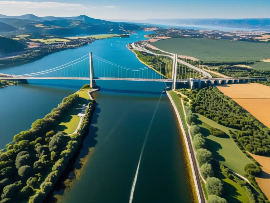 Vista aérea del puente Verrazzano Narrows, destacando sus cables de suspensión e imponentes torres