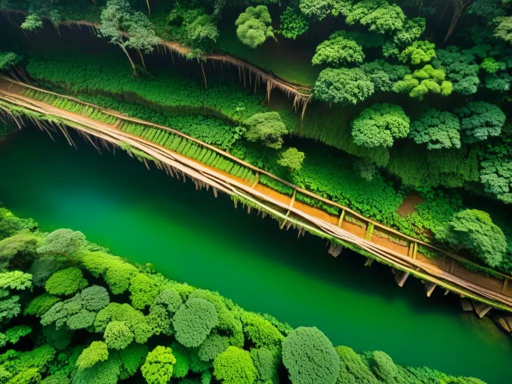 Vista detallada de los impresionantes puentes vivientes en Meghalaya, India, una maravilla de la arquitectura natural