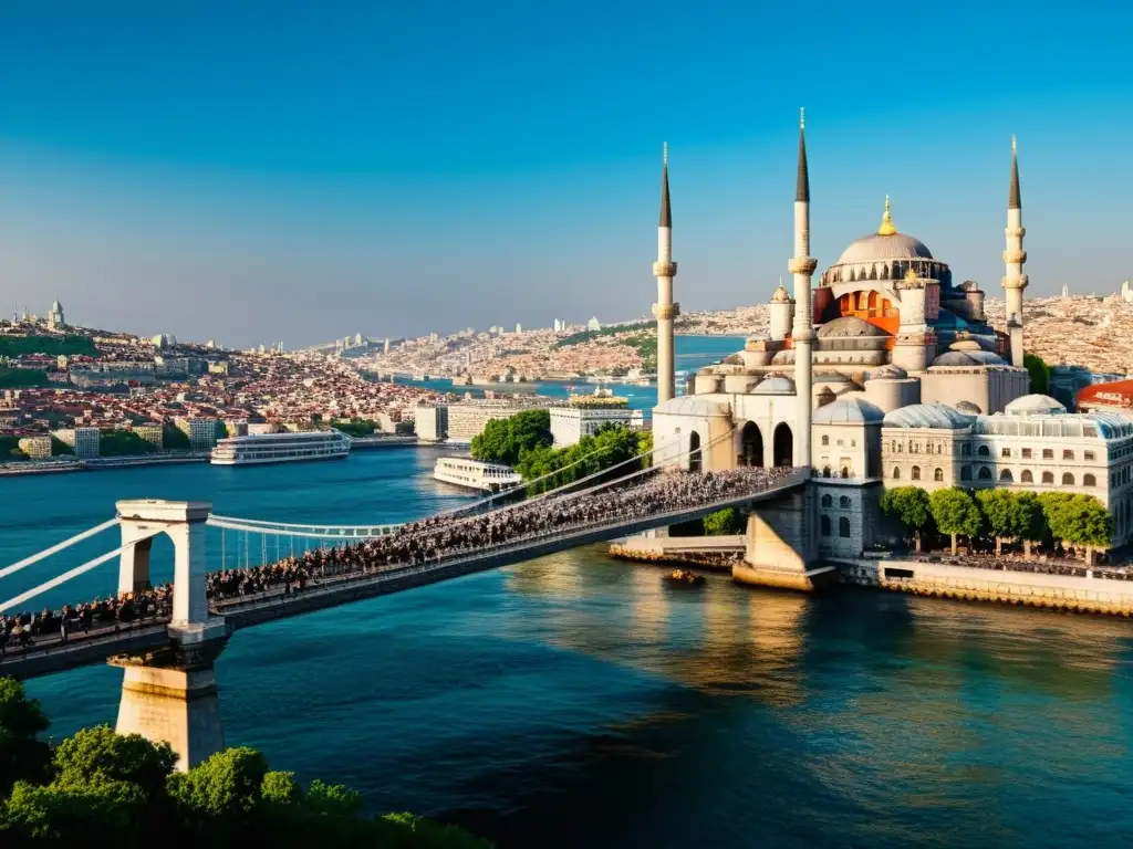 Vista detallada del Puente Galata en Estambul, simbolizando la conexión entre culturas