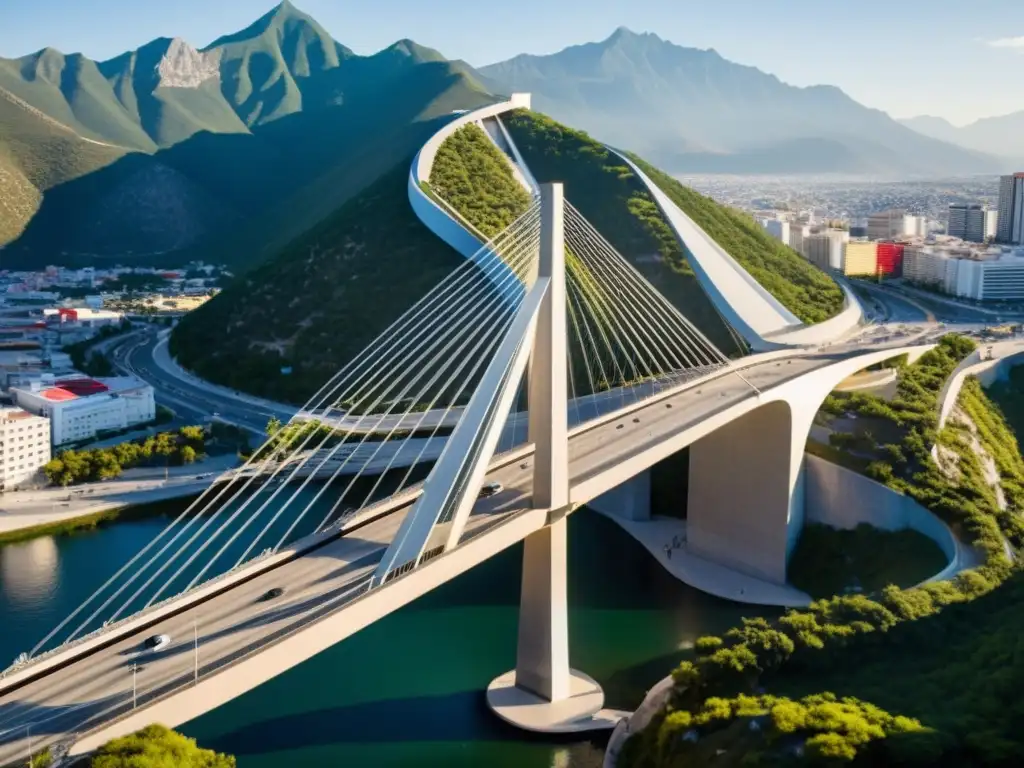 Vista detallada del Puente de la Unidad Monterrey resaltando su diseño moderno y su importancia como ícono urbano