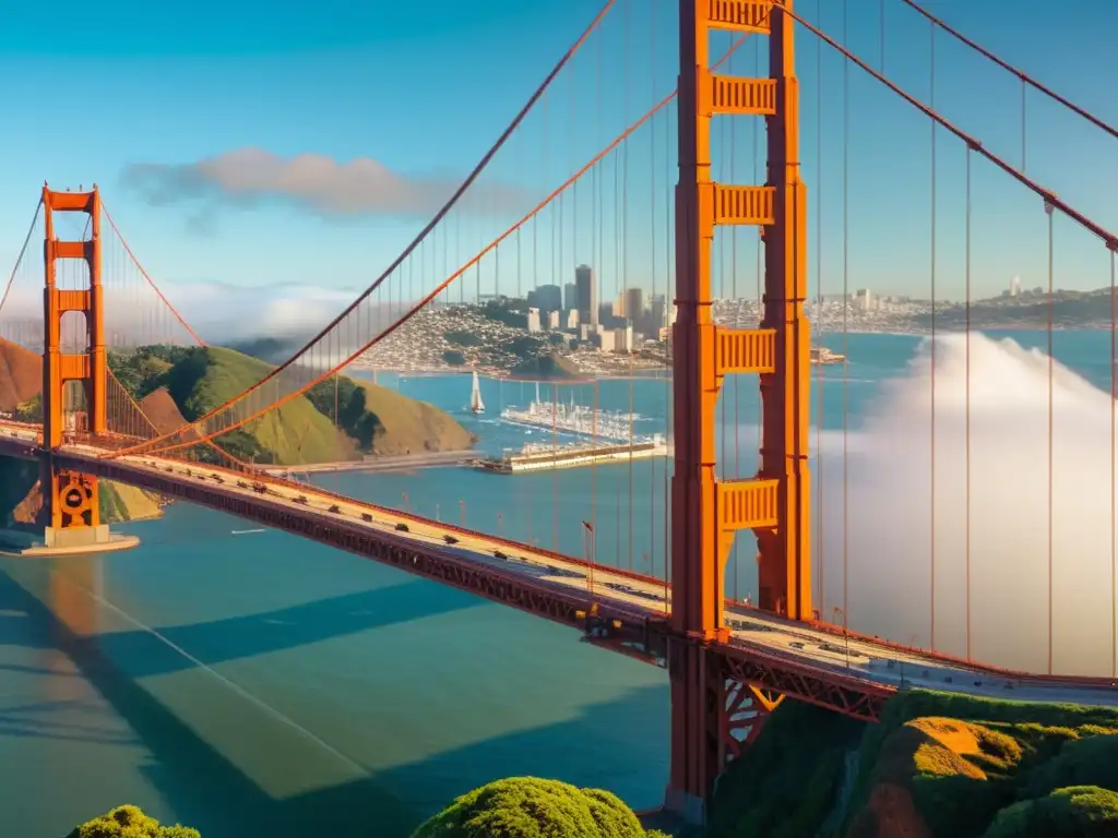 Vista documental de la Realidad Aumentada en puentes icónicos, mostrando el Puente Golden Gate y elementos interactivos