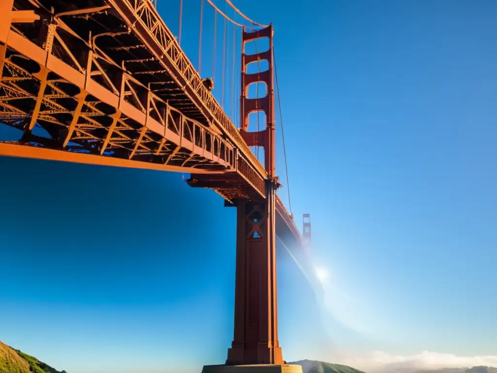 Vista impresionante del Puente Golden Gate en San Francisco, resaltando su arquitectura icónica y belleza natural