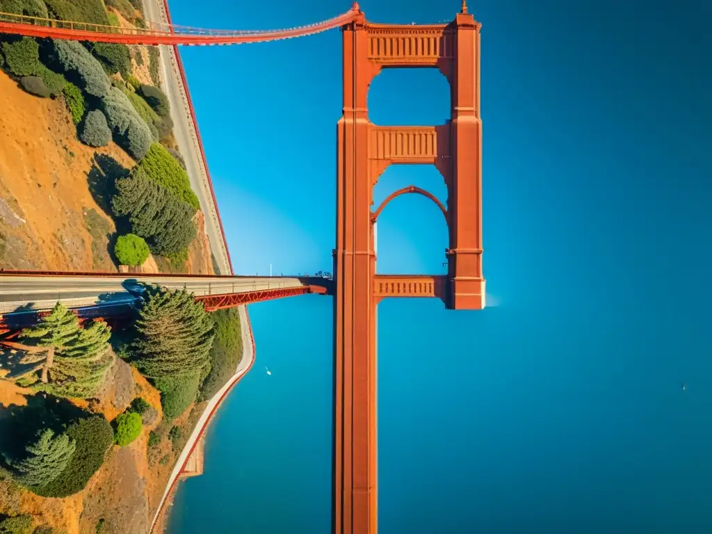 Vista impresionante del icónico puente Golden Gate en San Francisco, destacando su ingeniería y grandiosidad