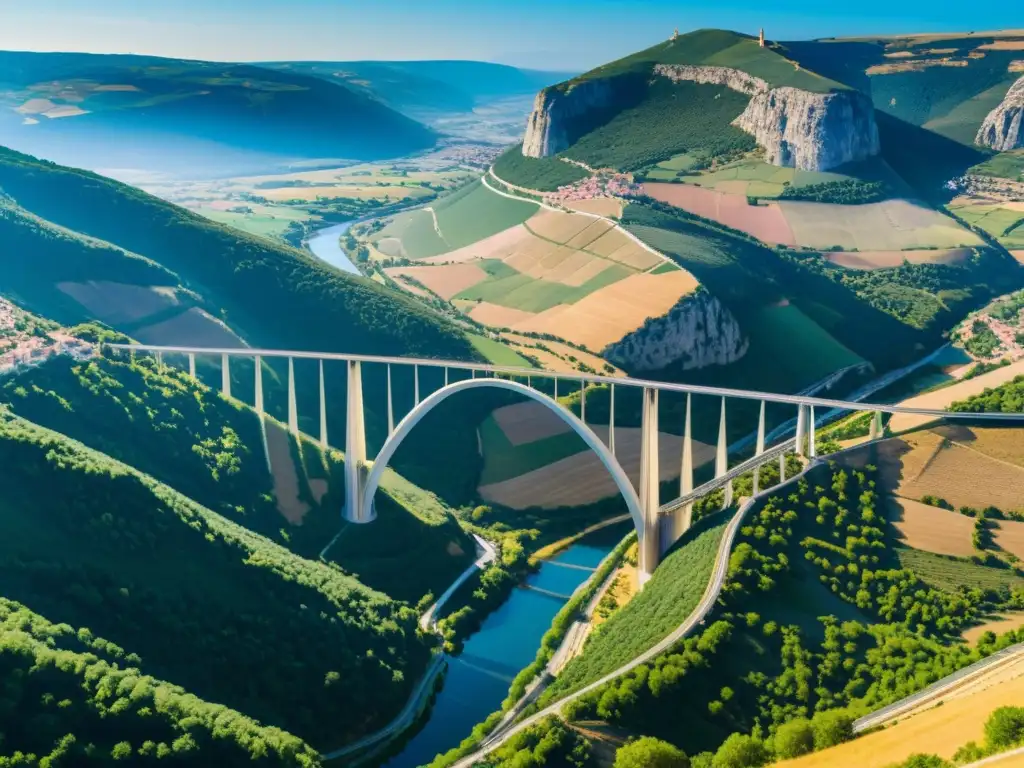 Viaducto de Millau: Belleza en 8k Vista impresionante del icónico Viaducto de Millau en Francia, resaltando su elegante y innovador diseño de puentes icónicos