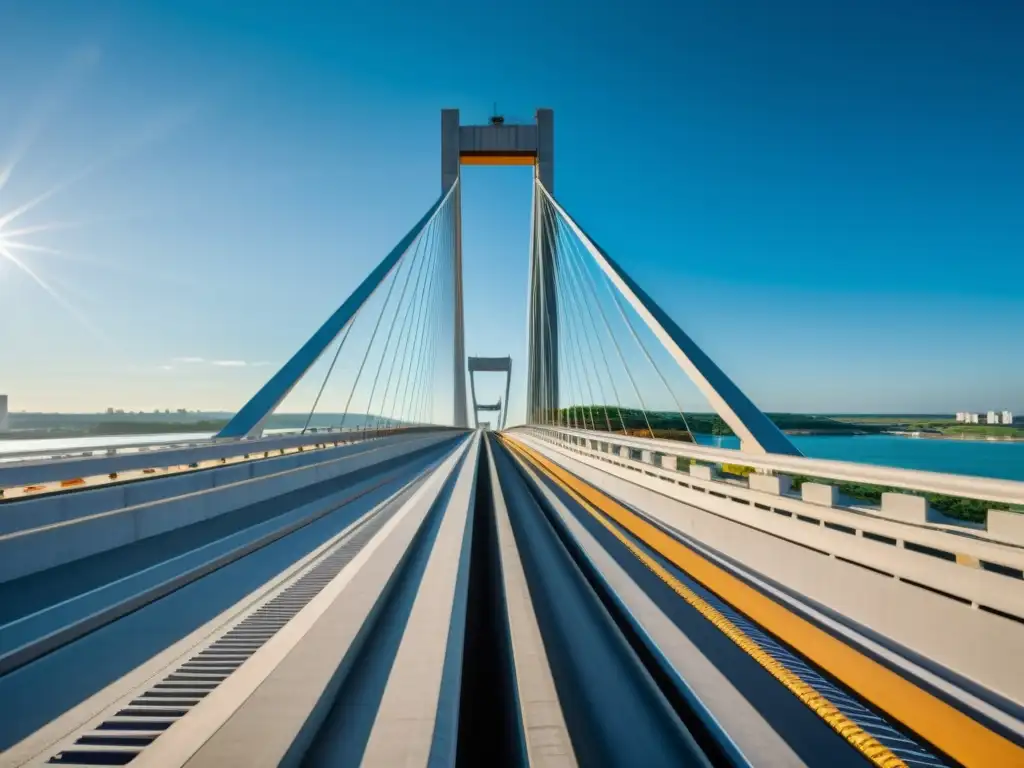 Vista impresionante de la técnica de pretensado en la construcción de puentes modernos