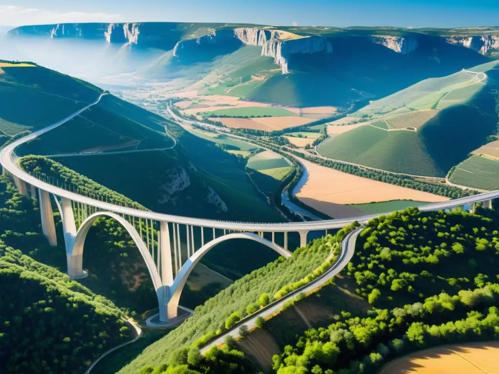 Vista impresionante del Viaducto de Millau en Francia, destacando su diseño icónico y su estructura imponente sobre el valle