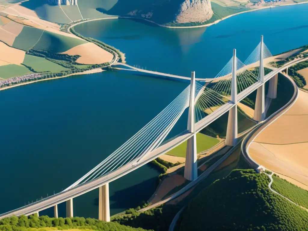 Vista impresionante del Viaducto de Millau en Francia, ejemplo de puentes contemporáneos: belleza y funcionalidad