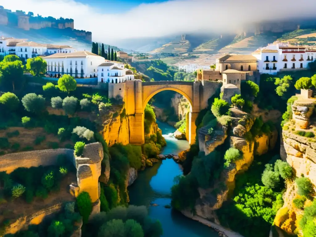 Vista del majestuoso Puente Nuevo de Ronda sobre el impresionante tajo, con la historia y leyendas de la ciudad