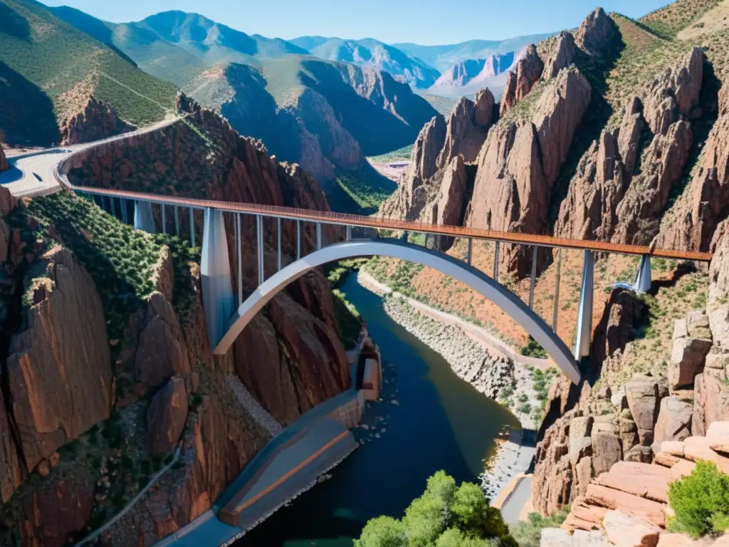 Vista panorámica del Puente Royal Gorge atracción turística en majestuoso cañón con río Arkansas y visitantes paseando