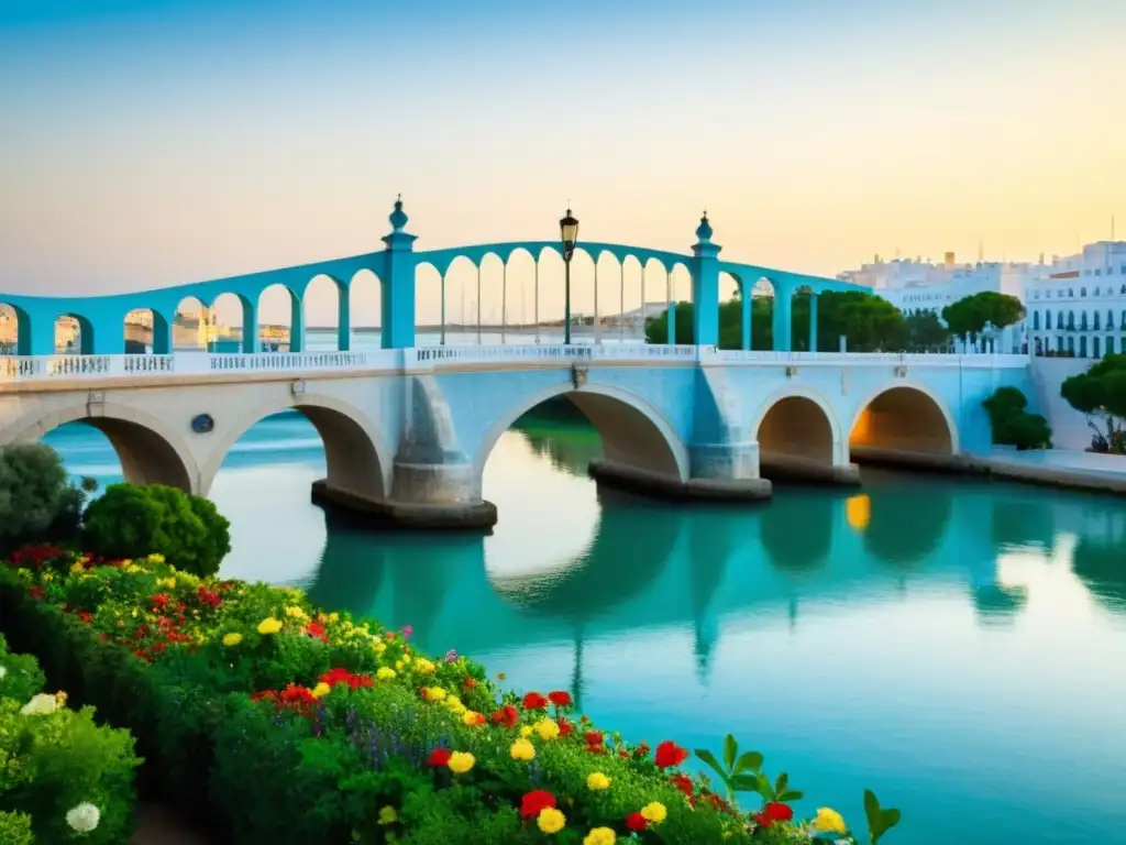 Vista del Puente de la Constitución de 1812 en Cádiz, España, destacando la transformación ambiental con naturaleza exuberante y agua azul