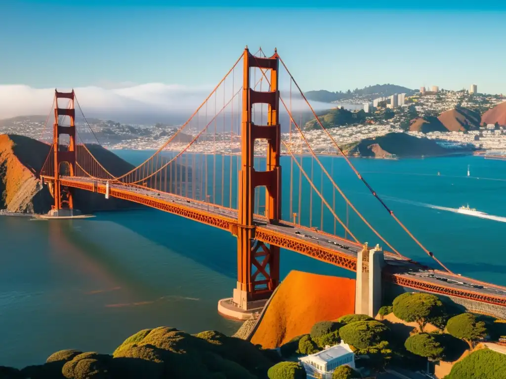 Vista en Realidad Aumentada del Puente Golden Gate en San Francisco, destacando su diseño icónico