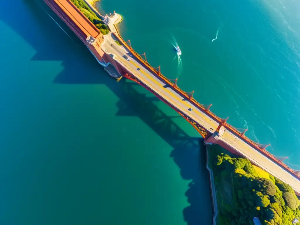 Vista única de la belleza del puente Golden Gate en San Francisco con realidad aumentada en puentes icónicos