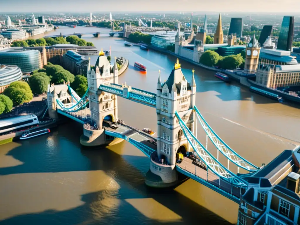 Vista única del icónico Tower Bridge de Londres, con detalles arquitectónicos en 8k