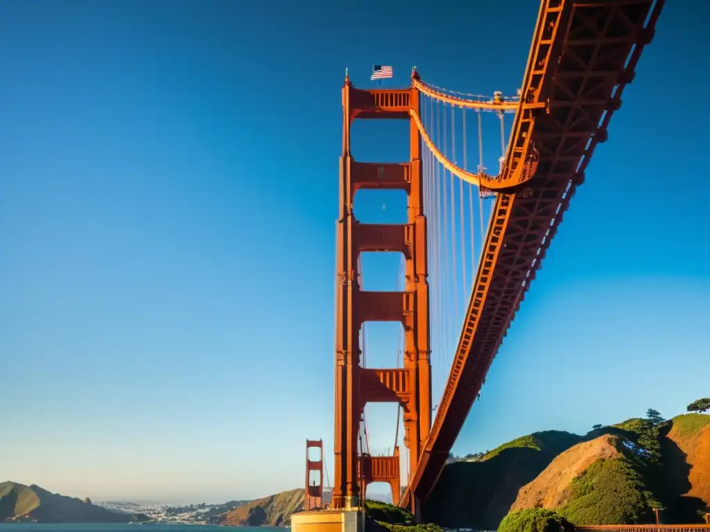 Vista única del icónico Puente Golden Gate en San Francisco