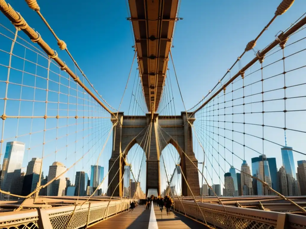 Vista única de Puente de Brooklyn en realidad aumentada, conectando pasado y presente en NYC