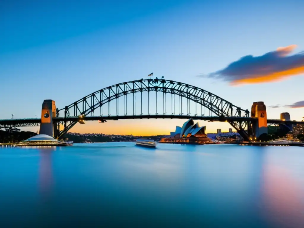 Vistas panorámicas del puente de Sídney al atardecer en Oceanía